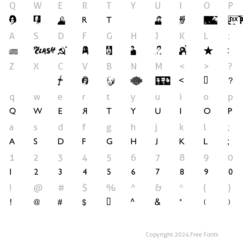 Character Map of Manics - The Holy Bible Gill Sans