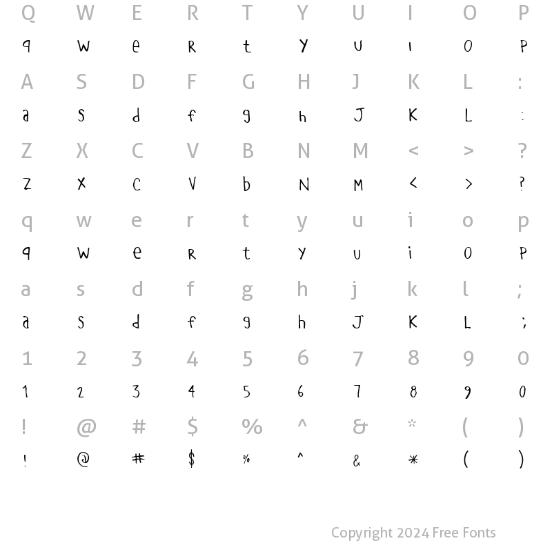 Character Map of Manita Regular