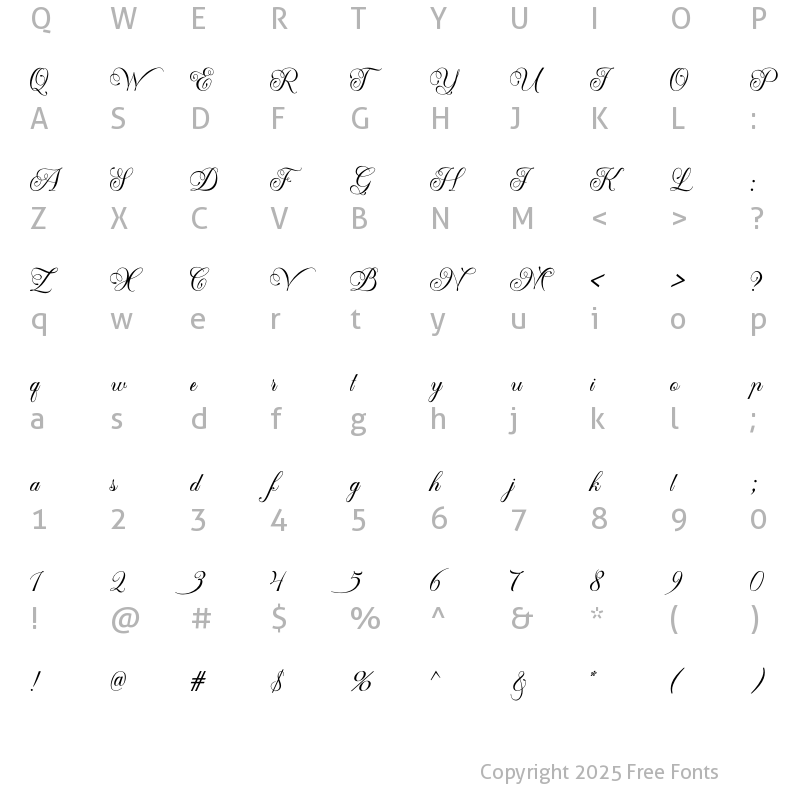 Character Map of Mansdefia Regular