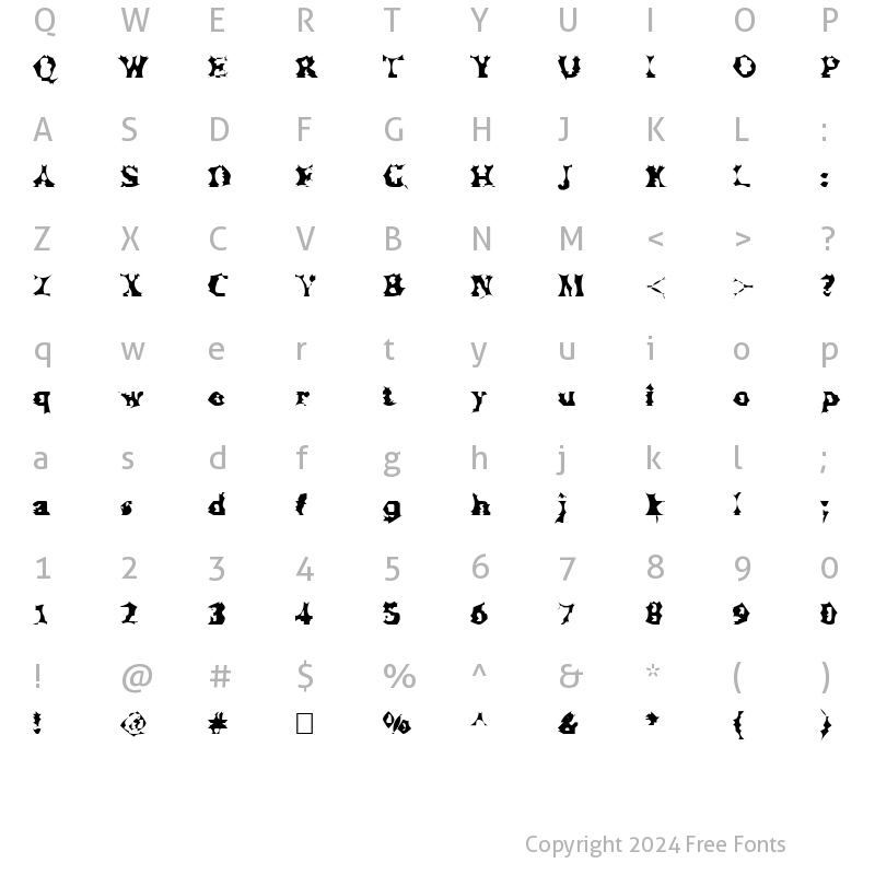 Character Map of Manslem Regular