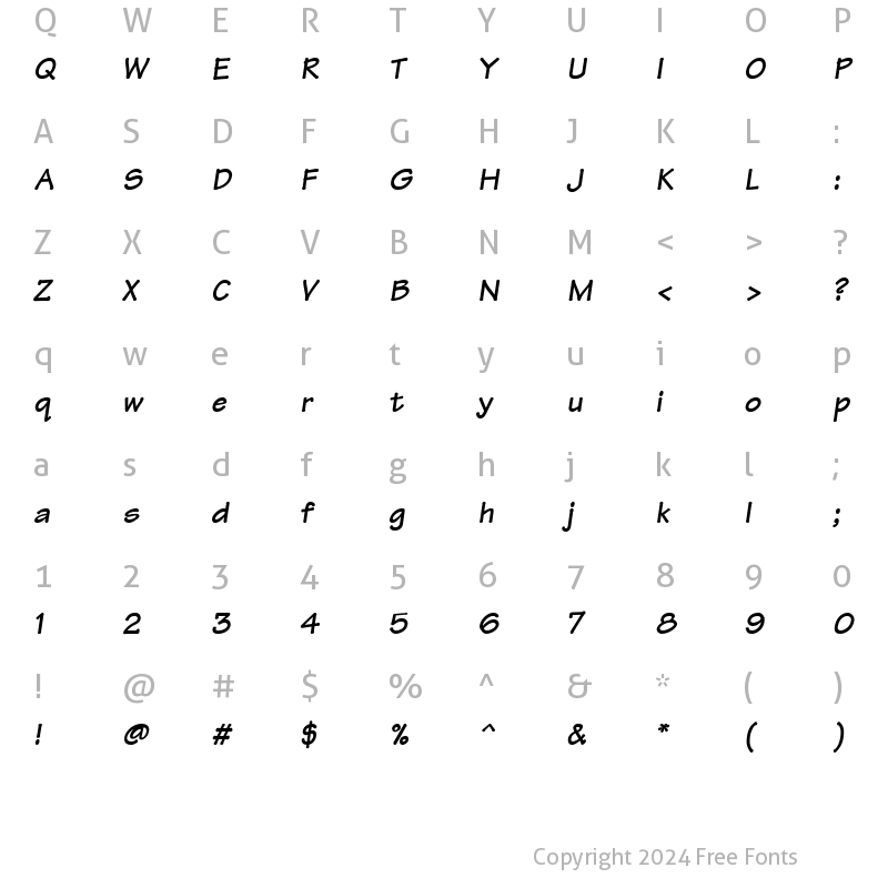 Character Map of Manual SSi Bold Italic