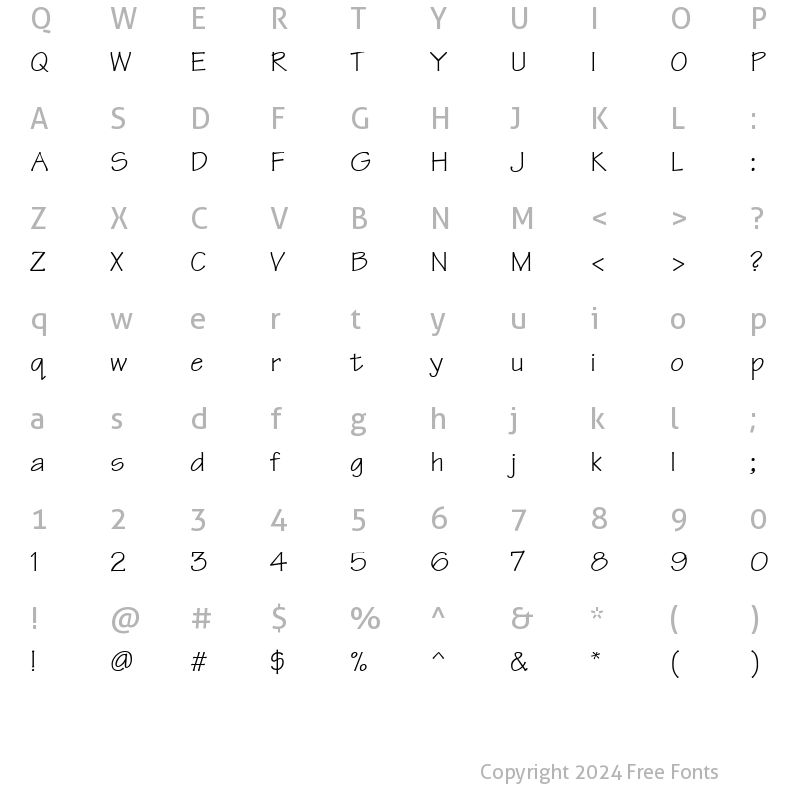 Character Map of Manual SSi Regular