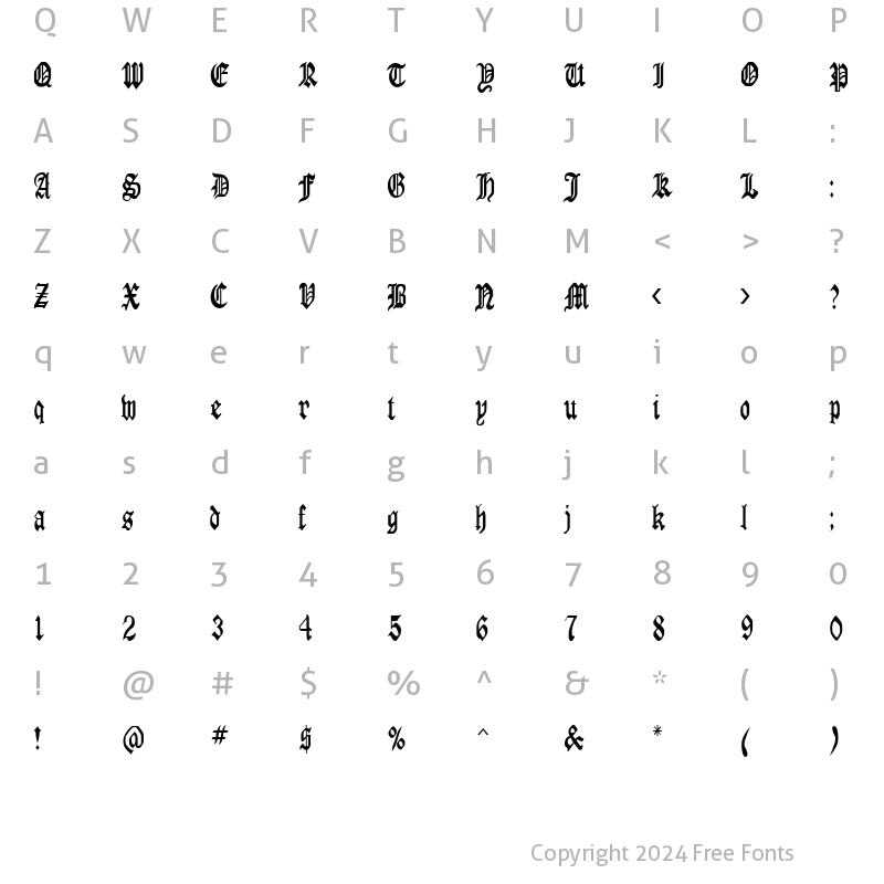 Character Map of Manuscript-Condensed Normal