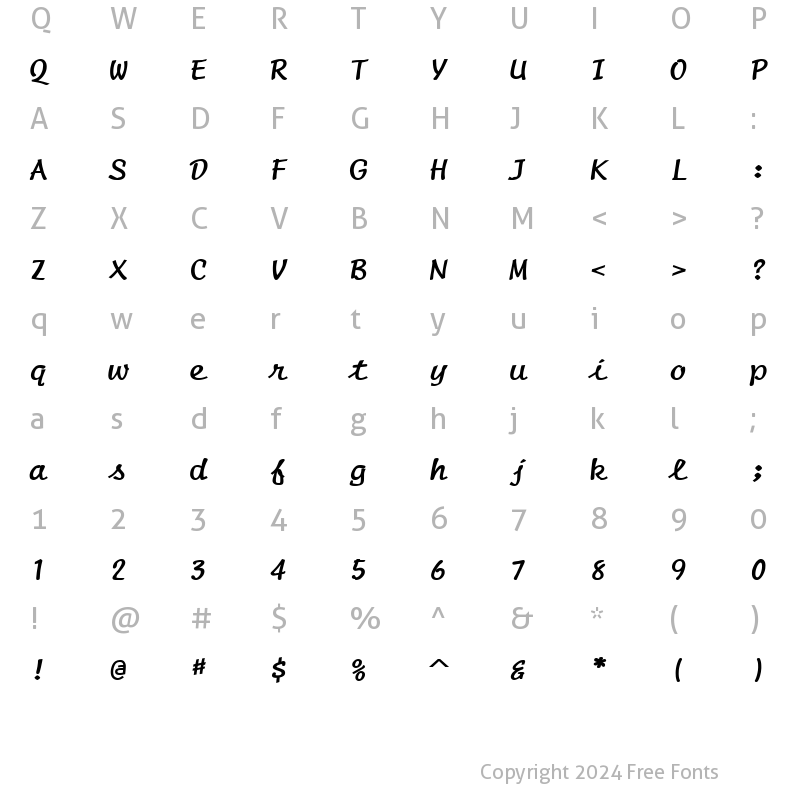 Character Map of Manuscript Wide Bold