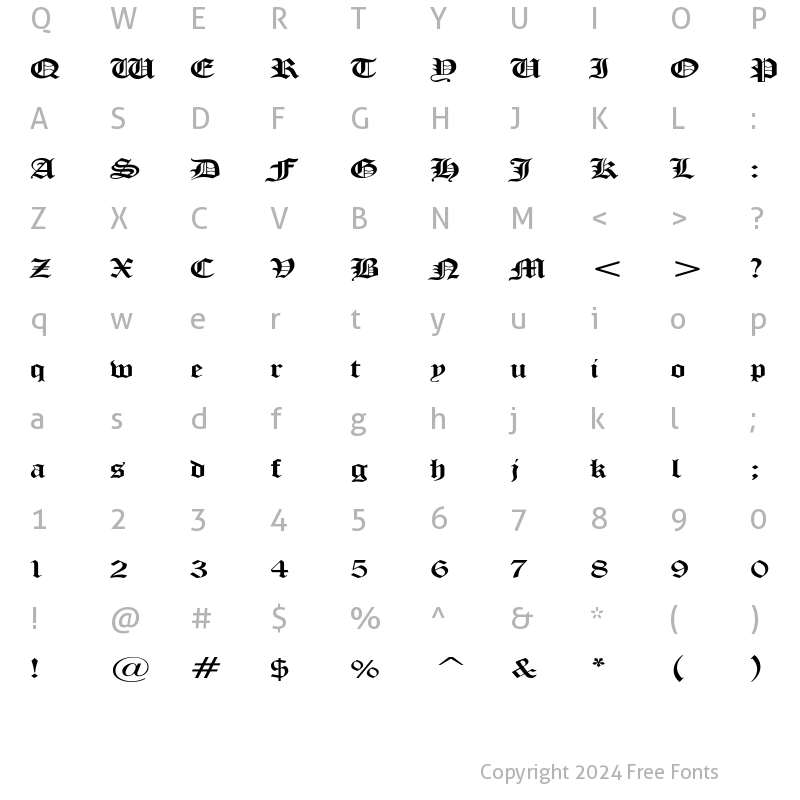 Character Map of ManuscriptExtended Regular