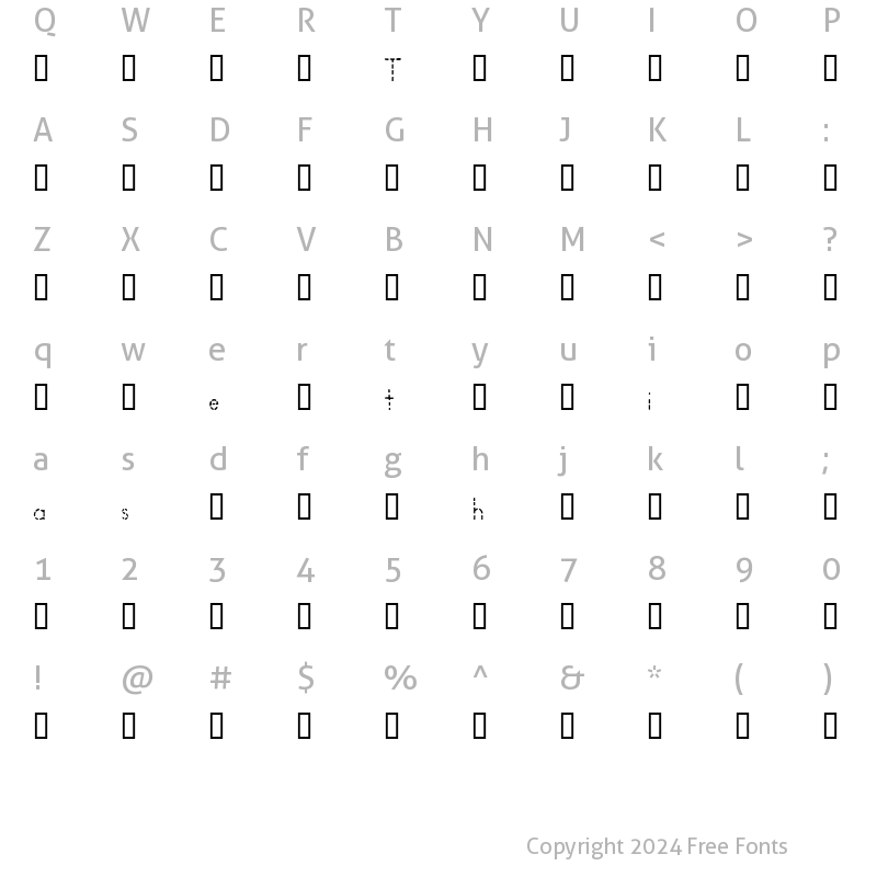 Character Map of ManuscriptSample Regular