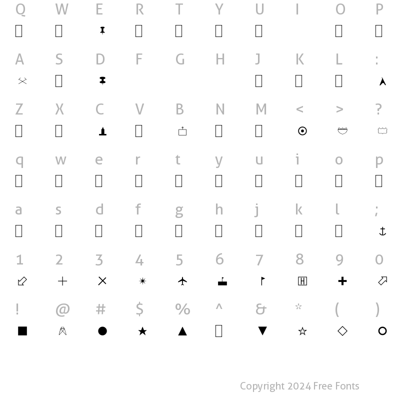 Character Map of Map Symbols Regular