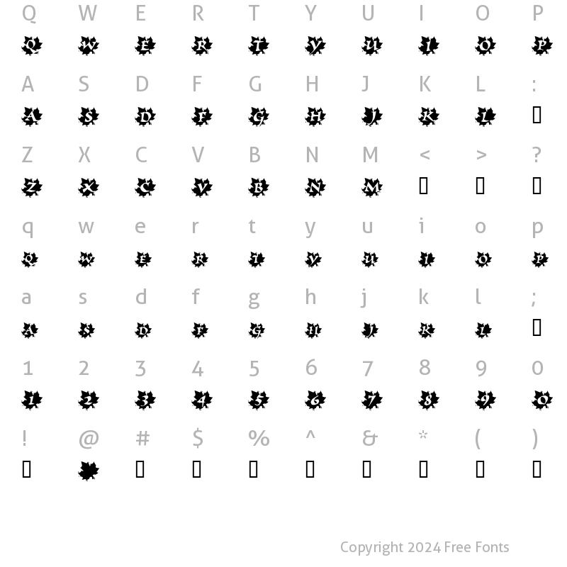 Character Map of Maple Leaf Rag Regular