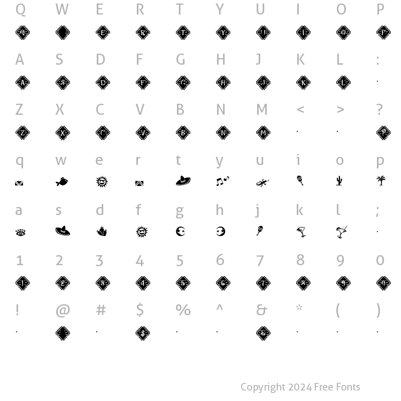 Character Map of Maraca Extras Regular