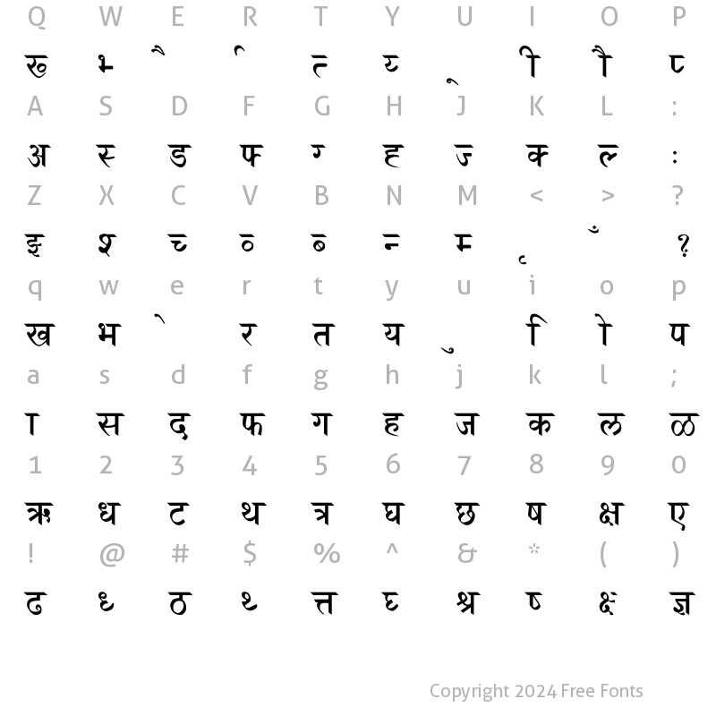 Character Map of Marathi-Saras Normal