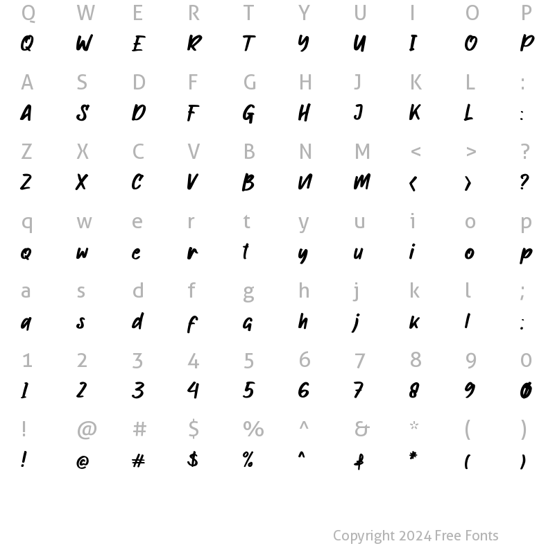 Character Map of Marbelious Regular