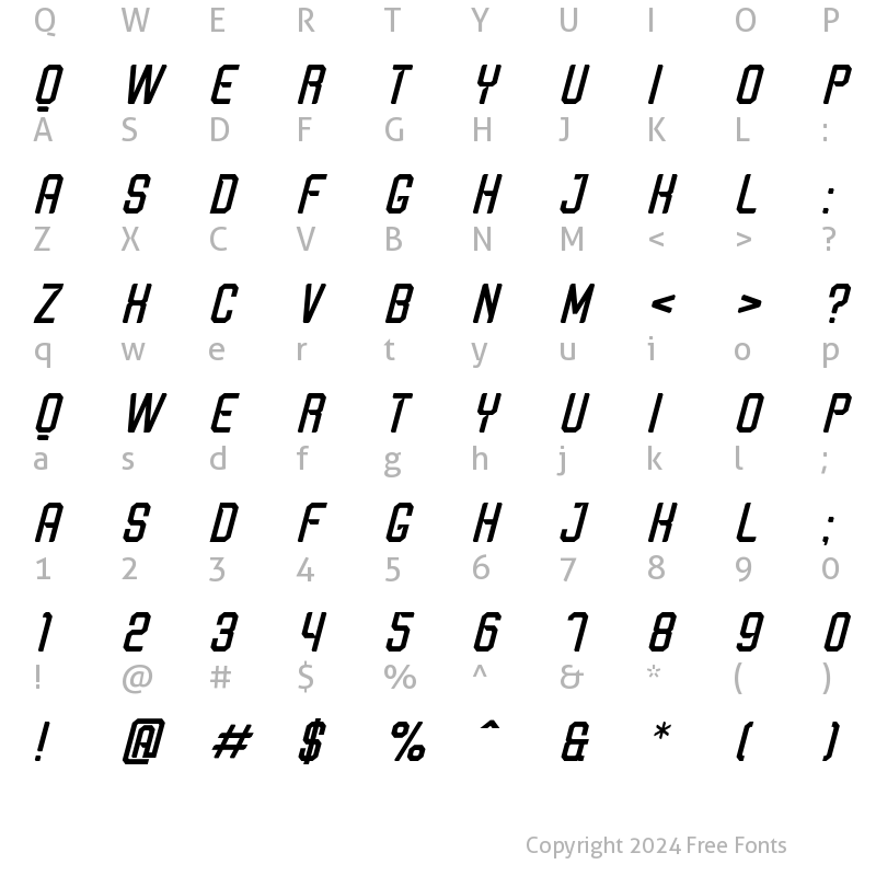 Character Map of Marca Bold Italic