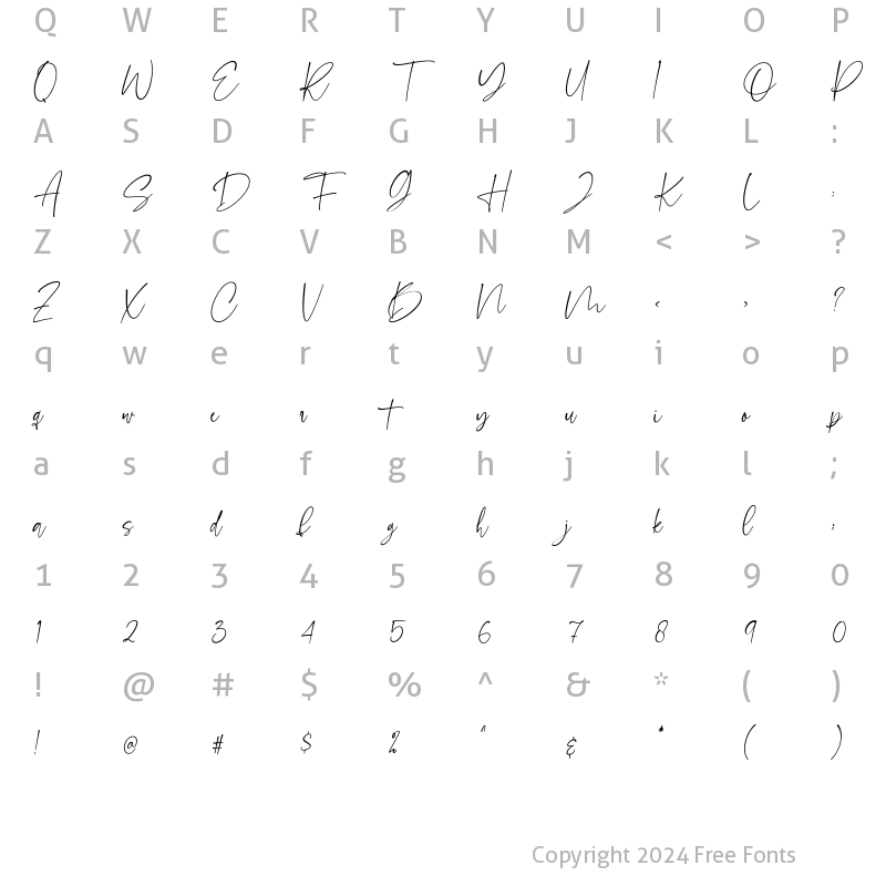 Character Map of Marchellia Italic