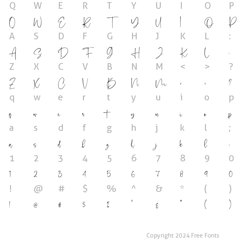 Character Map of Marchellia Regular