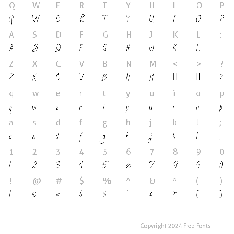 Character Map of Marcie Regular