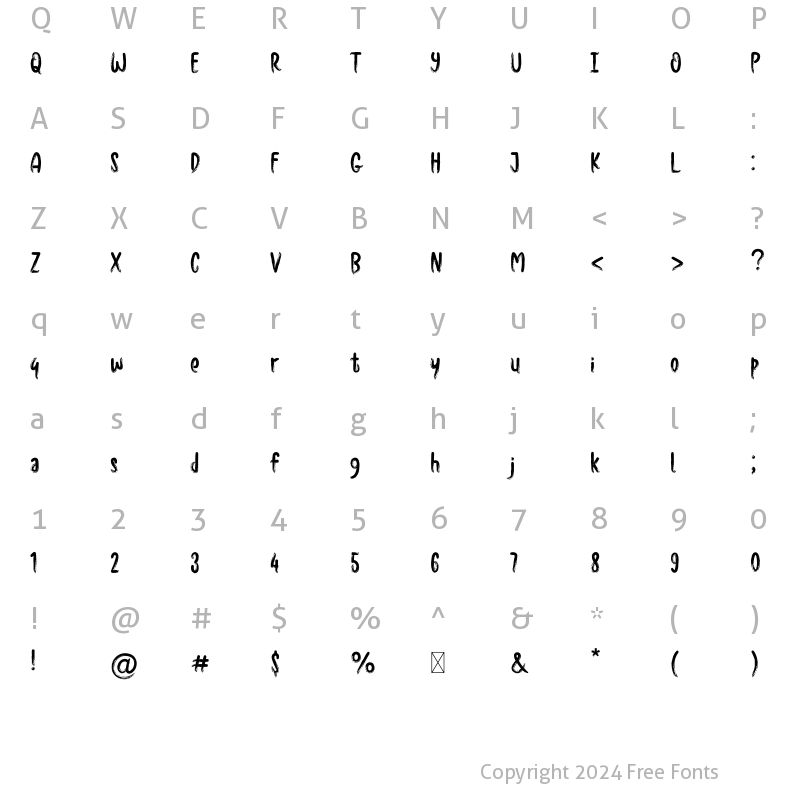 Character Map of MARCOVIRA Regular