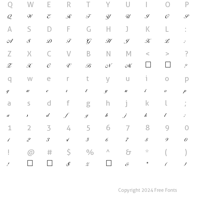 Character Map of Margaret Regular