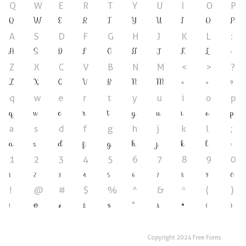 Character Map of Margareth Regular