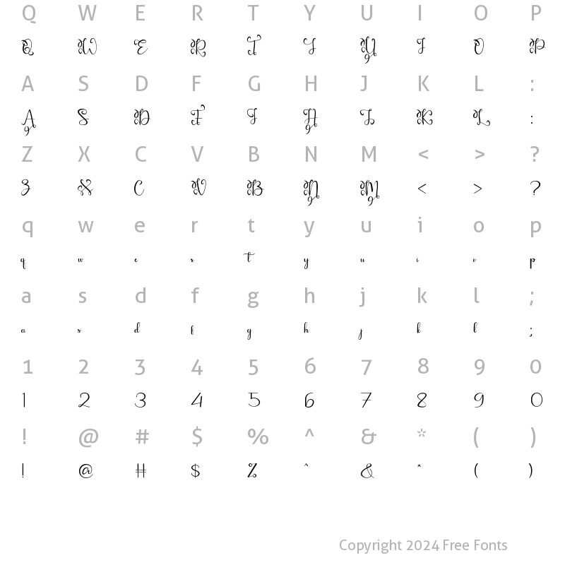 Character Map of Margie Fowler Regular