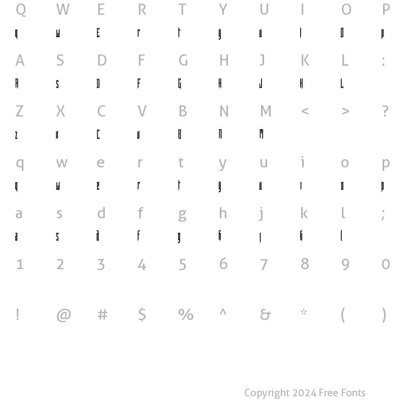 Character Map of Margo Gothic Regular