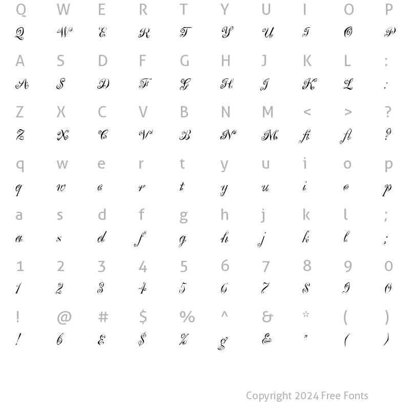 Character Map of Marguerita LET Plain