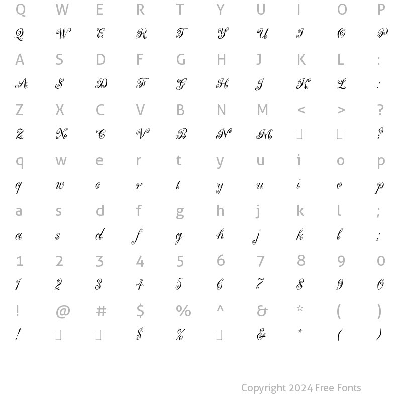 Character Map of Marguerita Plain Regular