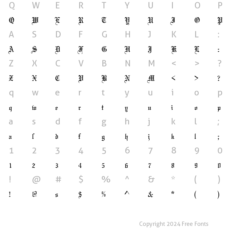 Character Map of Mariage Becker Regular