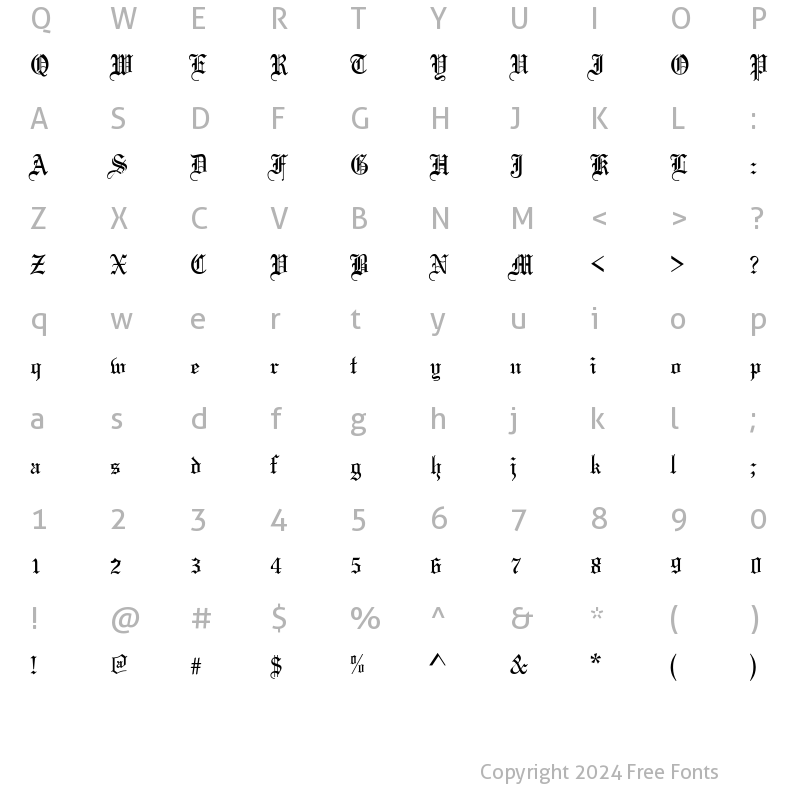 Character Map of Mariage-Normal Regular