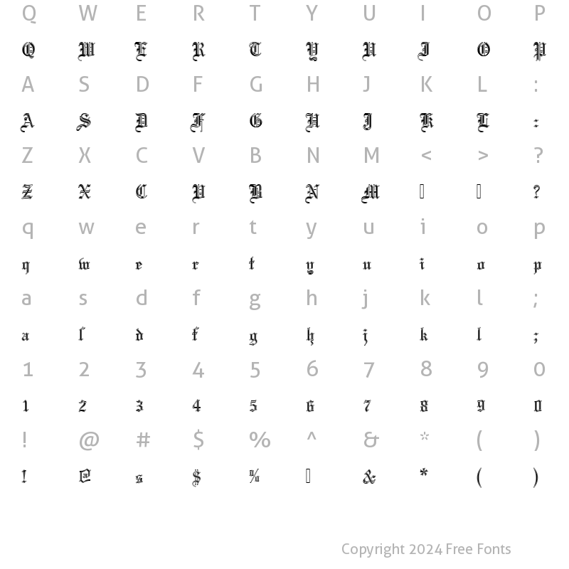 Character Map of MariageDIn1 Regular