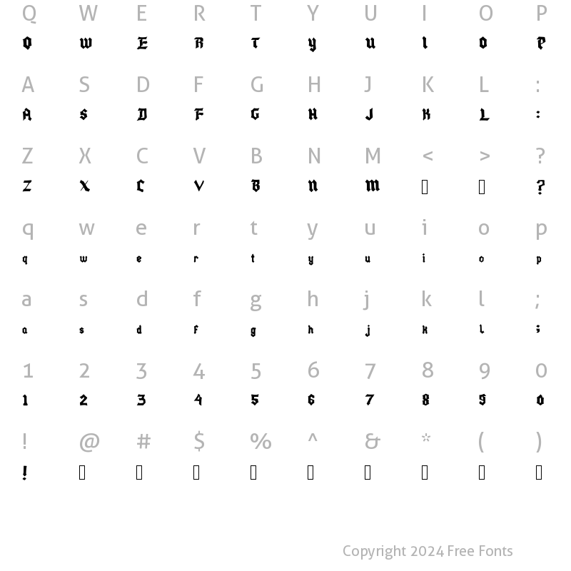 Character Map of Marilyn Regular