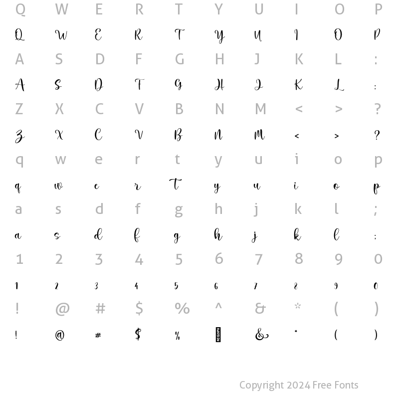 Character Map of Marilyne Regular