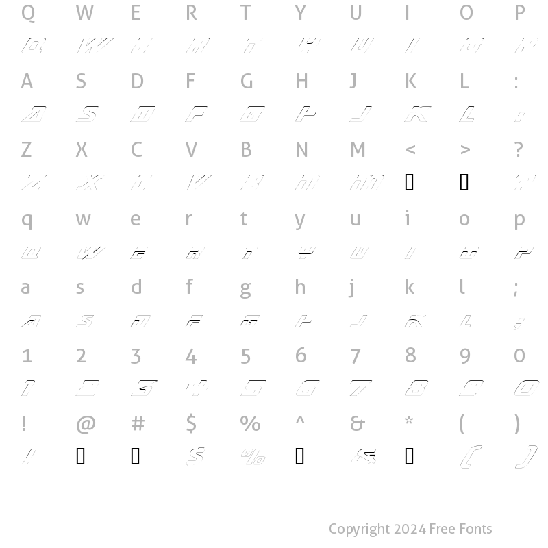 Character Map of MarinerExtendedOutline Regular