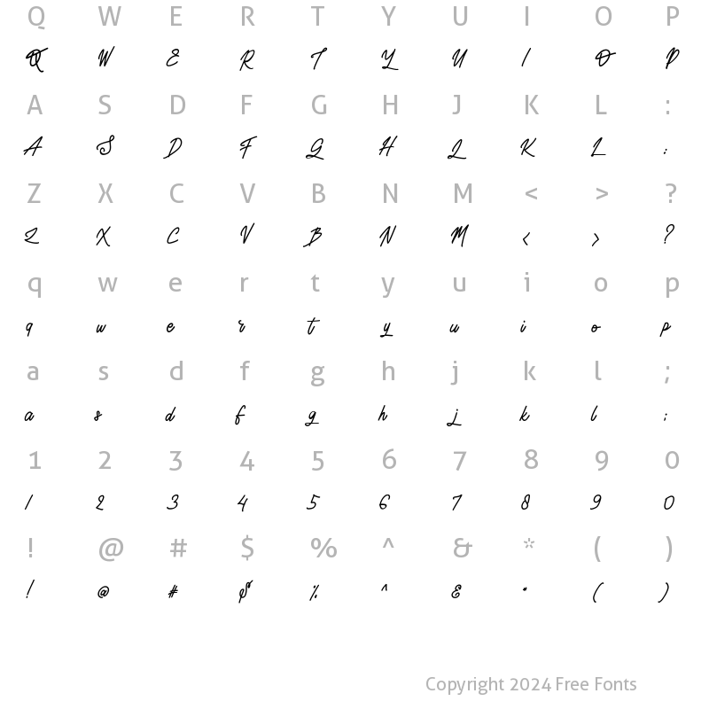 Character Map of Mariose Regular