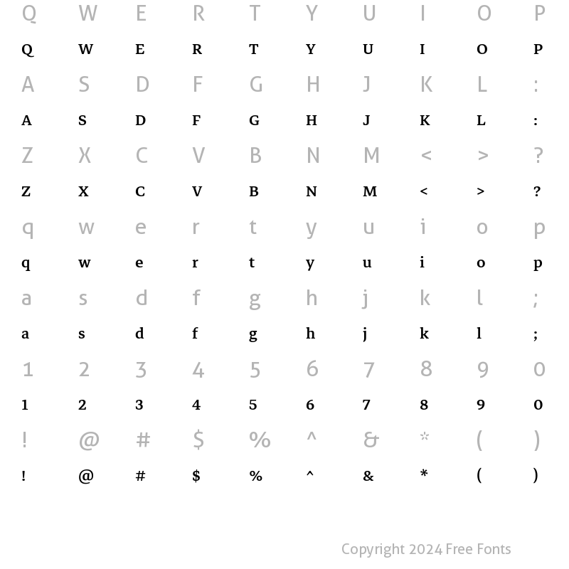 Character Map of Markazi Text Medium