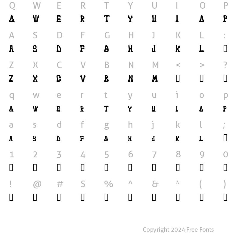 Character Map of marked fool Regular