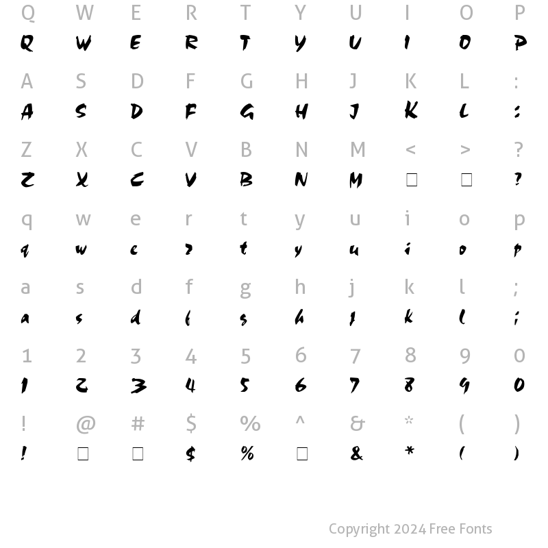 Character Map of Marker Board Display SSi Regular