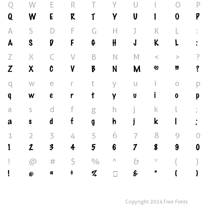 Character Map of MarkerFelt Normal