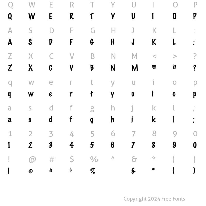 Character Map of MarkerFeltThin Regular