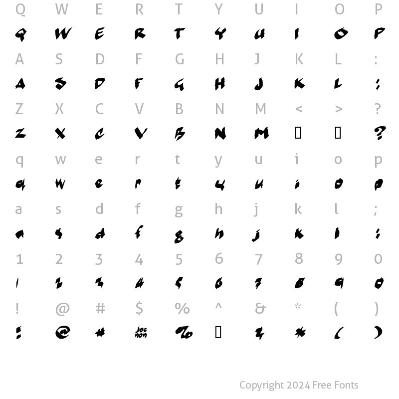 Character Map of markerMoe II Regular