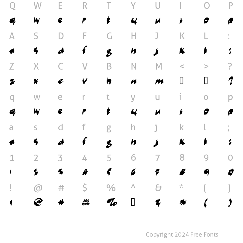 Character Map of markerMoe Regular