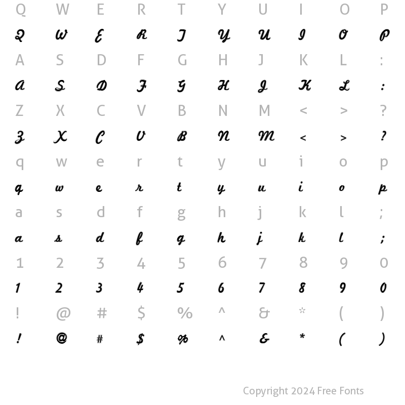 Character Map of Marketing Script Inline Regular