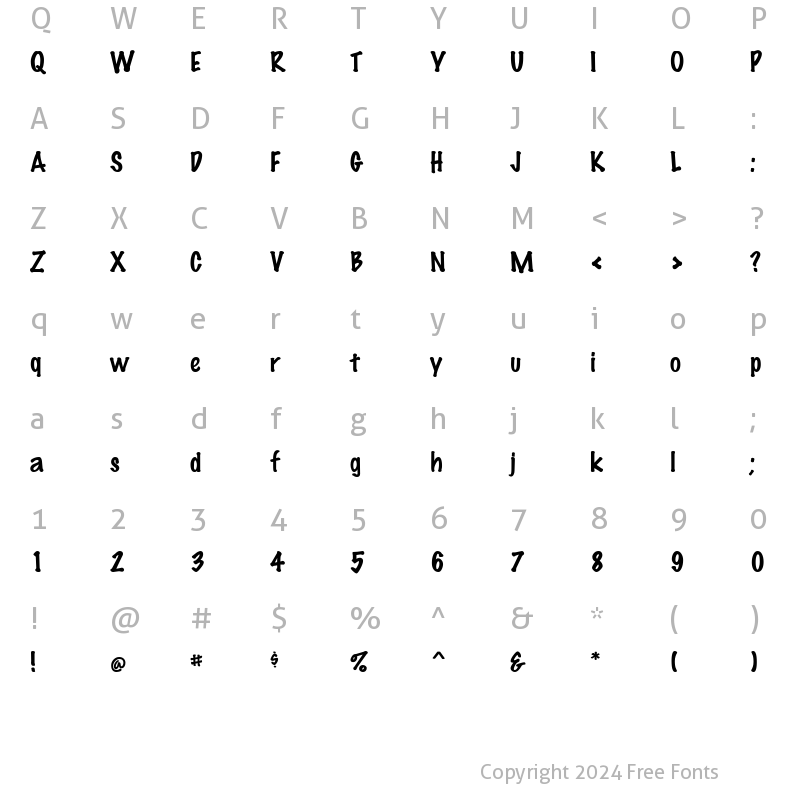 Character Map of Marking Pen Regular