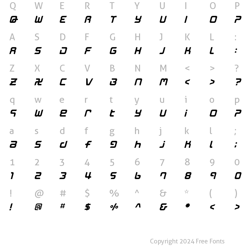 Character Map of MarkingMarker ALP Italic