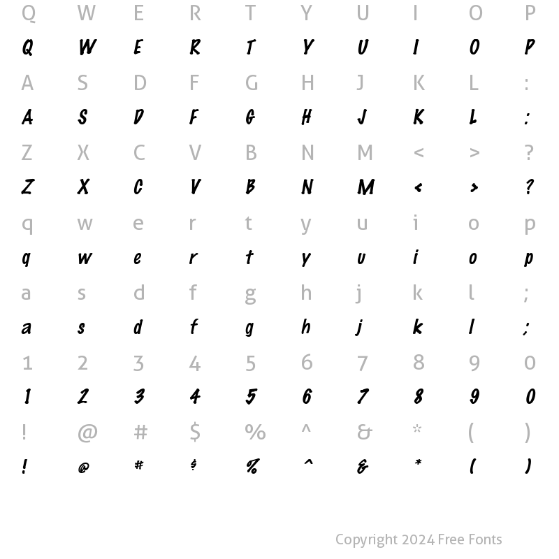 Character Map of MarkingPen Italic