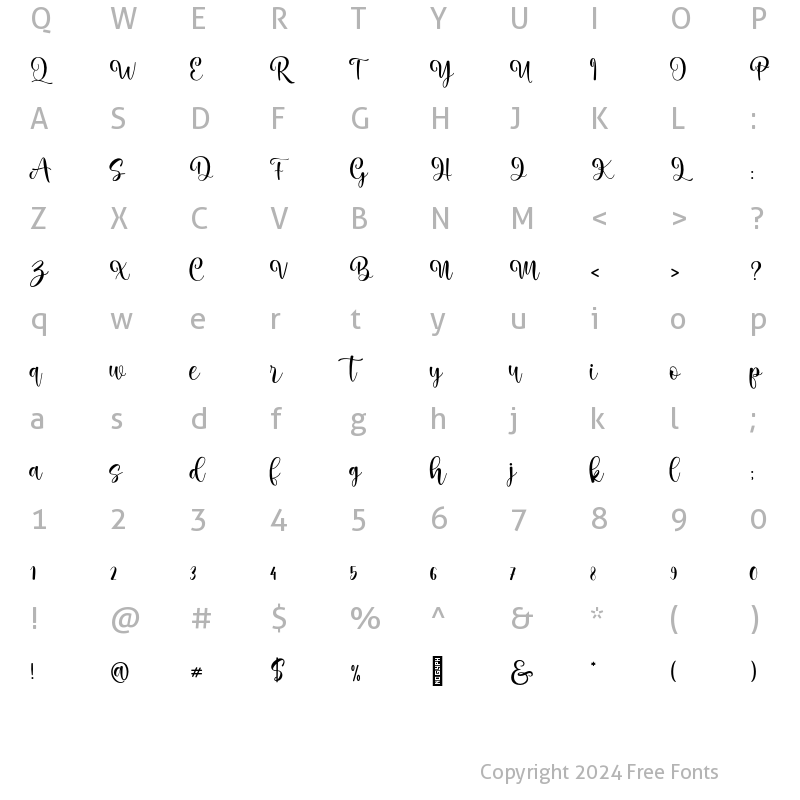 Character Map of marlina melvin Regular