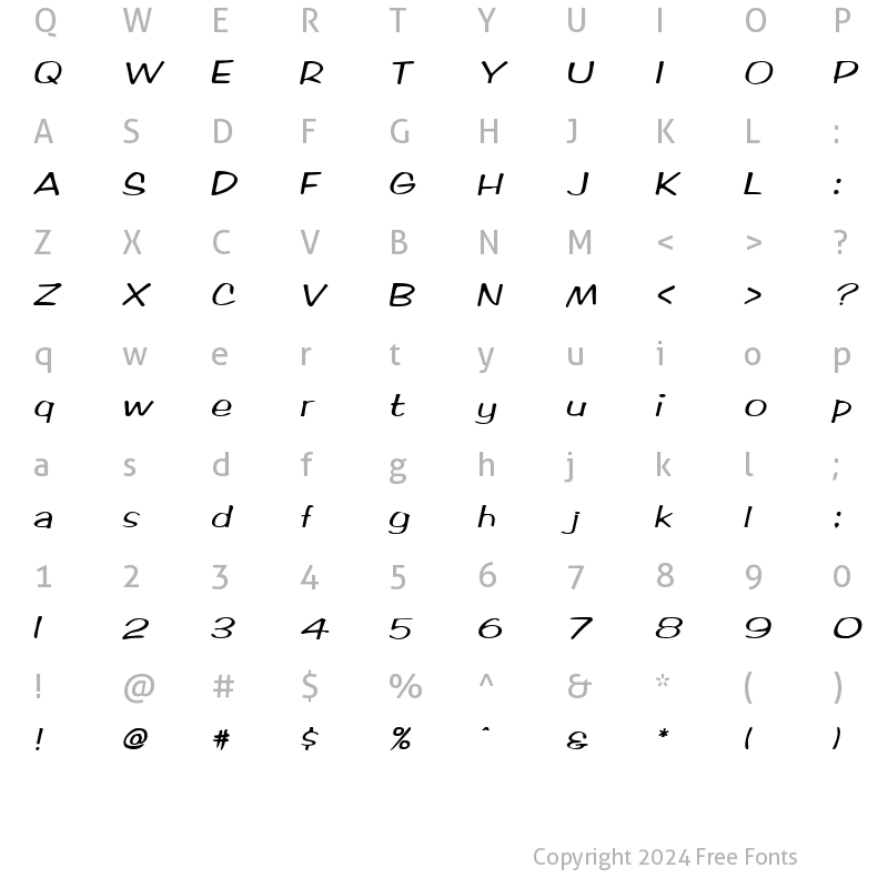 Character Map of Marlo Bold Italic