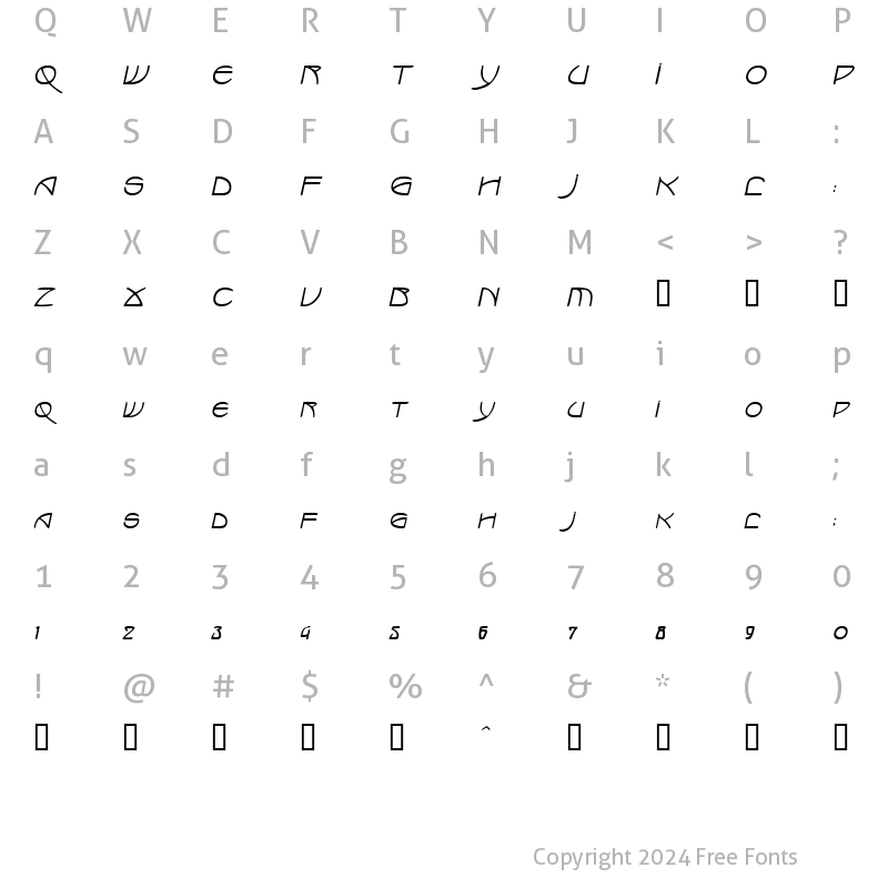 Character Map of Marlowe BoldOblique