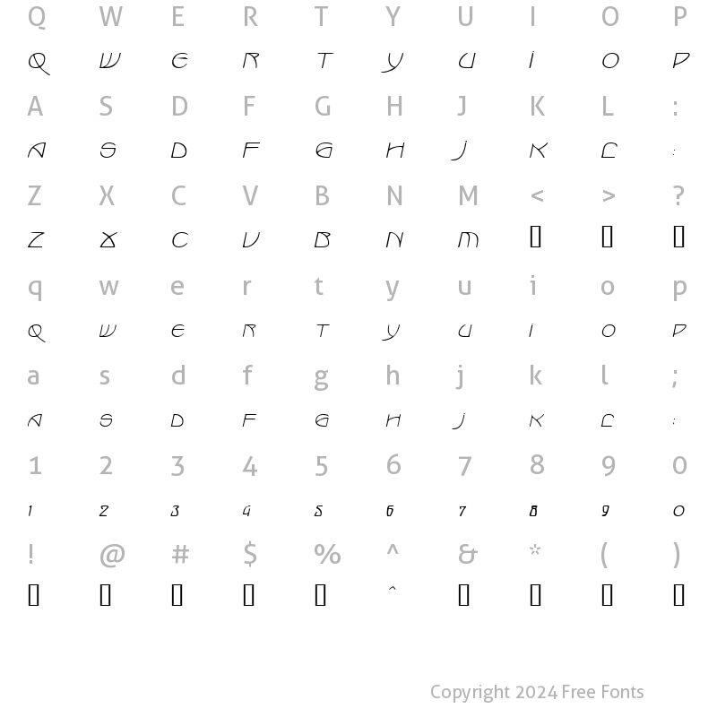 Character Map of Marlowe Oblique