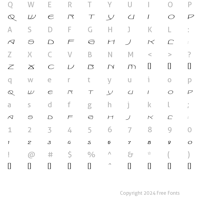 Character Map of MarloweExtended Oblique