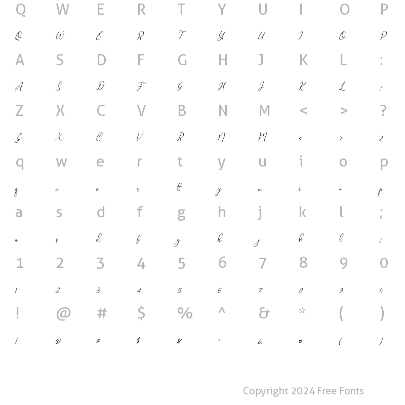 Character Map of Marlyana Italic